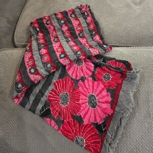 Vera Bradley Red and Gray Floral Scarf
